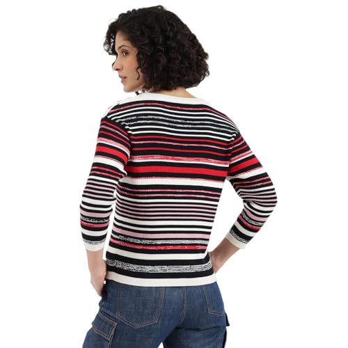 United Colors of Benetton Round Neck Striped Sweater -25A1099W3R68I902 (Size : L) Multicolour