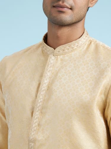 DIWAS BY MANYAVAR Men's Art Silk Self Design Festive Kurta Set (2pc) (Fawn, XL)