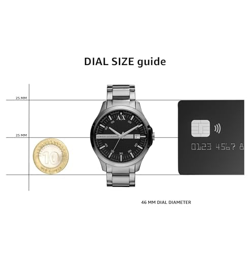 Armani Exchange Hampton Analog Black Dial Silver Band Men's Stainless Steel Watch-AX2103