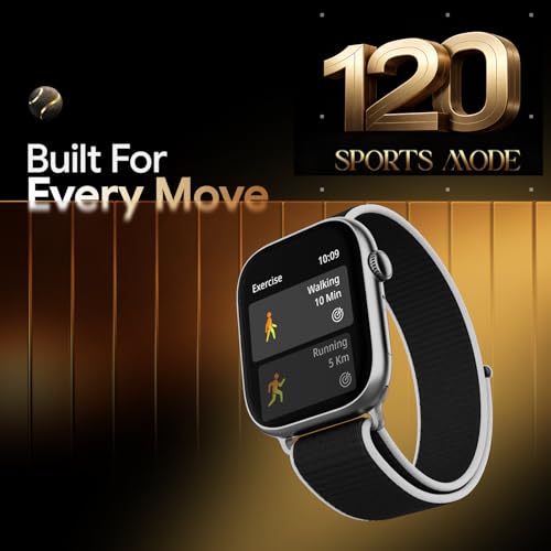 Fire-Boltt Ninja X Ring Smart Watch 1.96" Always On Display Bluetooth Calling, Voice Assistant, SpO2 & Heart Rate, 120+ Sports Modes, IP67 Waterproof Smartwatch for Men & Women - Black Nylon