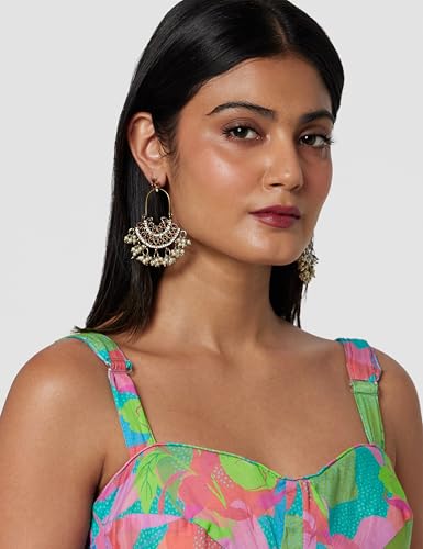 Biba Women Turquoise Cotton Floral Printed Tiered Dress_38
