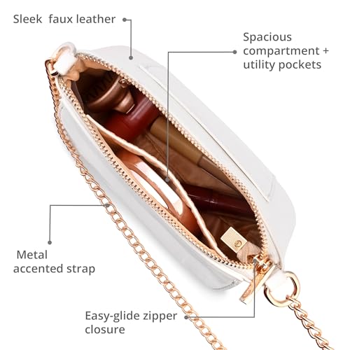 Fastrack MiniBae Sling | White Faux-Leather Women’s Handbag | Silver Hardware & Spacious Main Compartment