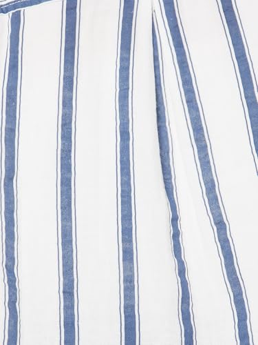 Max Women Striped Boxy Fit Crop Shirt(Blue_XL)