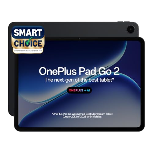 OnePlus Pad Go 2, [Smartchoice] | 30.73 cm (12.1 inch) 2.8K Display, Dolby Vision™, 120Hz Refresh Rate, Quad Speakers, AI, 10050 mAh Battery, 5G Tablet, 8GB RAM 256 GB Storage, Shadow Black