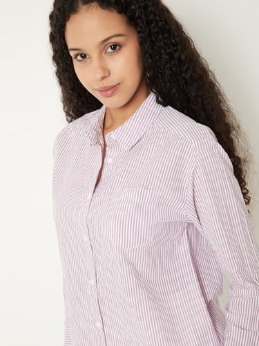 Max Women Regular Fit Striped Shirt (Pink_XXL)