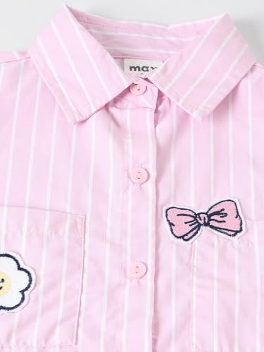 Max Girls Striped Regular Fit Shirt (Pink_3-4 Y)