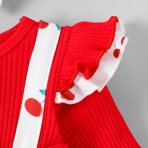 Hopscotch Bow Applique Cherry Print Onesie (3-6 Months)