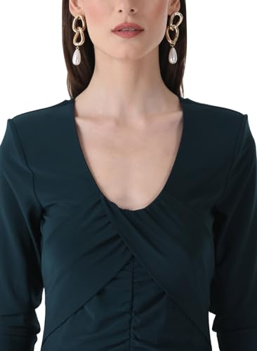 Kazo Women's Polyester Bodycon Mini Dress (125359_Evergreen