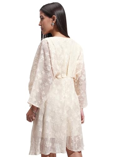 Tokyo Talkies Women's Polyester Mini Dress (TTJ6012632_Cream