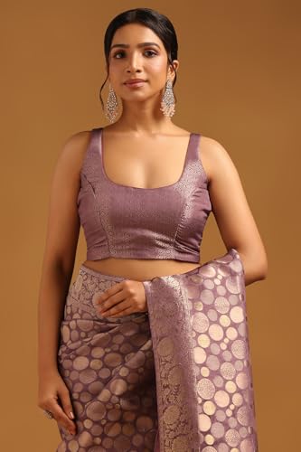 Soch Womens Lavender Silk Geometric Saree With Zari Work