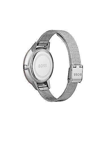 BOSS Hugo Stainless Steel Symphony Analog Brown Dial Women Watch-1502423, Silver Band