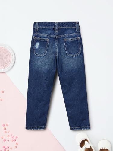 Max Girls Washed Distressed Jeans (Blue_4-6 Y)