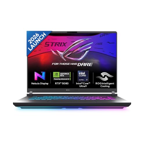 ASUS ROG Strix G16 (2026),Intel Core Ultra 9 290HX(Series 2),RTX 5080-16GB,32GB RAM (Upgradeable),1TB SSD,2.5k FHD+,16"(40 cm),Win 11,M365 Basic(1Y),Office 24,Gray,2.6 Kg,G615LW-TS356WS,Gaming Laptop