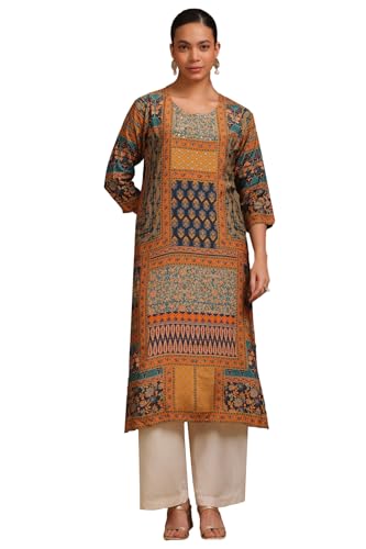 Soch Womens Multicolour Viscose Muslin Botanical Print Kurta with Sequins