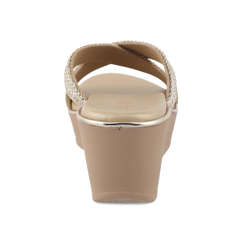 tresmode 239-GLAMR GOLD WOMEN DRESS WEDGE SANDALS EU/39 UK/6