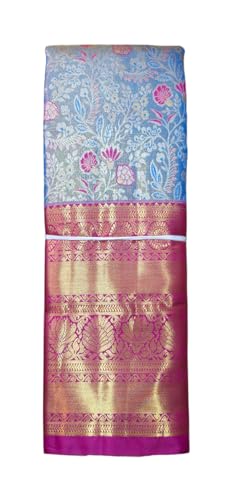 VFCollections Women's Traditional Handloom Kanchipuram Silk Pure Pattu Sarees | Rich Zari Woven Design | Bridal Saree | Unstitched Blouse (VFC548-1) (VFC665-2)