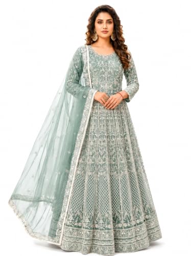 RUDRAPRAYAG Net And Santoon Anarkali Gown for Women | Semi Stitched Embroidered Gown for Women 2026 | Long Gown | Gown in Clothing & Accessories