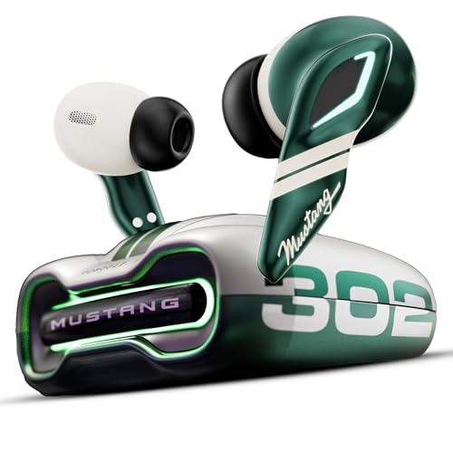 GOBOULT Mustang Torq Wireless in Ear Earbuds with 60H Playtime, App Support, Quad Mic ENC, 45ms Low Latency, 13mm Driver, Breathing LEDs, Made in India Ear Buds Wireless (Green)