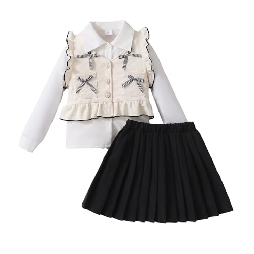 Hopscotch Girls Full Sleeves Multi 3-Pc Bow Applique Skirt Set For Ages (4-5 Years)