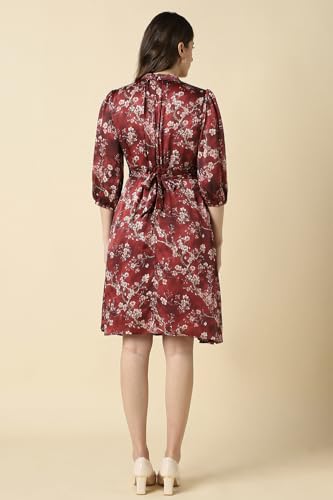Women Maroon Print Casual Dress