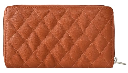 URBAN FOREST Grace Quilted Orange Leather Wallet/Clutch/Purse for Women