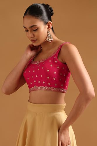 Soch Womens Fuchsia Tussar Embellished Blouse with Sequins