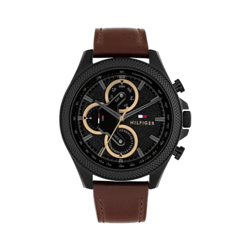Tommy Hilfiger Quartz Analog with Black Dial Brown Leather Strap Watch for Men - TH1792164