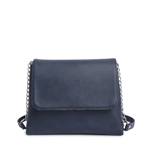 Fastrack Classic Envelope Sling Bag for Women | Stylish Crossbody Bag for Girls, Ladies, Women | Structured Handbag Made of High-Quality Faux Leather (Blue)