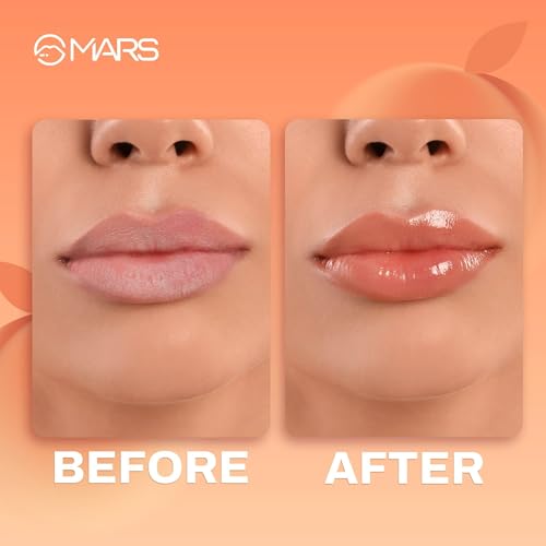 MARS Color Changing Lip Oil (4.5 ml) (04-PEACHY DEW) With Fat Applicator | Skin Nourishing Ingredients - Olive Fruit Oil, Jojoba Oil | Hydrating & Moisturising