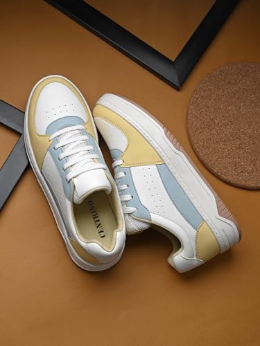 Centrino Women Casual Sneaker | Ultra Soft Cushion | Trendy & Lightweight Design | Low Top Flat Sole | Colorblock Sneakers | White Sneakers Girl Shoes 7612-5
