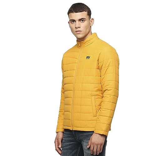 Pepe Jeans Polyester Men's A-Line Coat (PM402949_Yellow, Long Length, Small