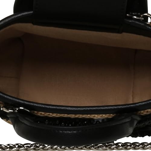 Steve Madden Women's Steve Madden Boww Mini Straw Top Handle W/Bow, Black Multi, One Size