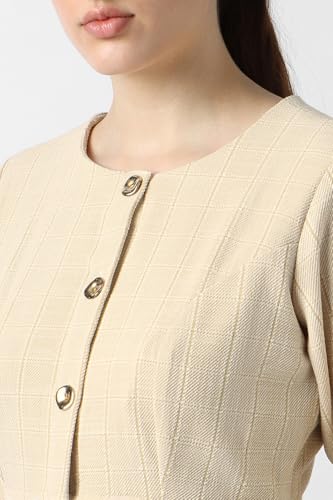 Women Beige Textured Formal Dress