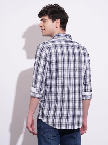Being Human Navy Regular Fit Regular Collar Men's Shirt Clothing