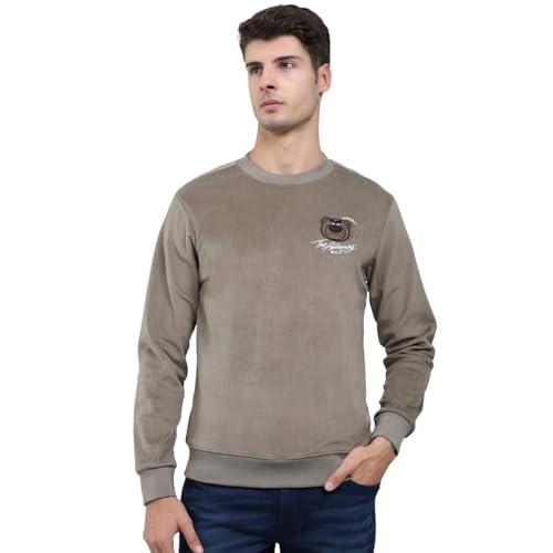Monte Carlo Men Regular Fit Printed Round Neck Pull On Full Sleeve Winter Sweatshirt| Stylish Sweatshirt for Men | Soft Comfortable Casual Winter Wear for Men's Olive SP1