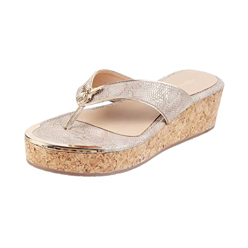 Metro Women Gold Synthetic Sandals