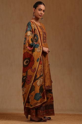 Soch Women's Muslin Salwar Suit Set (EWA5CD22281_Mustard