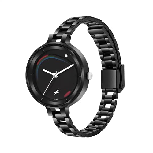 Fastrack MetaWe Quartz Analog Black Dial Black Stainless Steel Strap Watch for Girls - 6306KM01