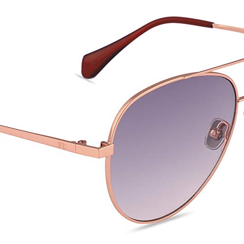 French Connection|Gold Full-rim Frame Aviator Sunglasses|100% UV Protected (Uv 400) Grey Gradient Faded Lens|Men's | Medium | FC 7448 C1 S