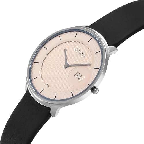Titan Edge Murals Quartz Light Brown Round Dial Men's Watch | Leather Strap Material | Watches for Man | Watches for Men Analog - 1843SL02