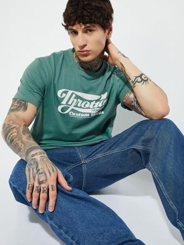 Max URB_N Men Half Sleeves Round Neck Cotton T-Shirt Blue