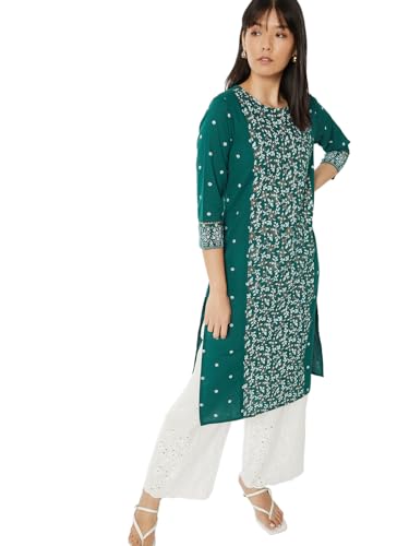Max Women Floral Printed Straight Kurta(Green_XXL)