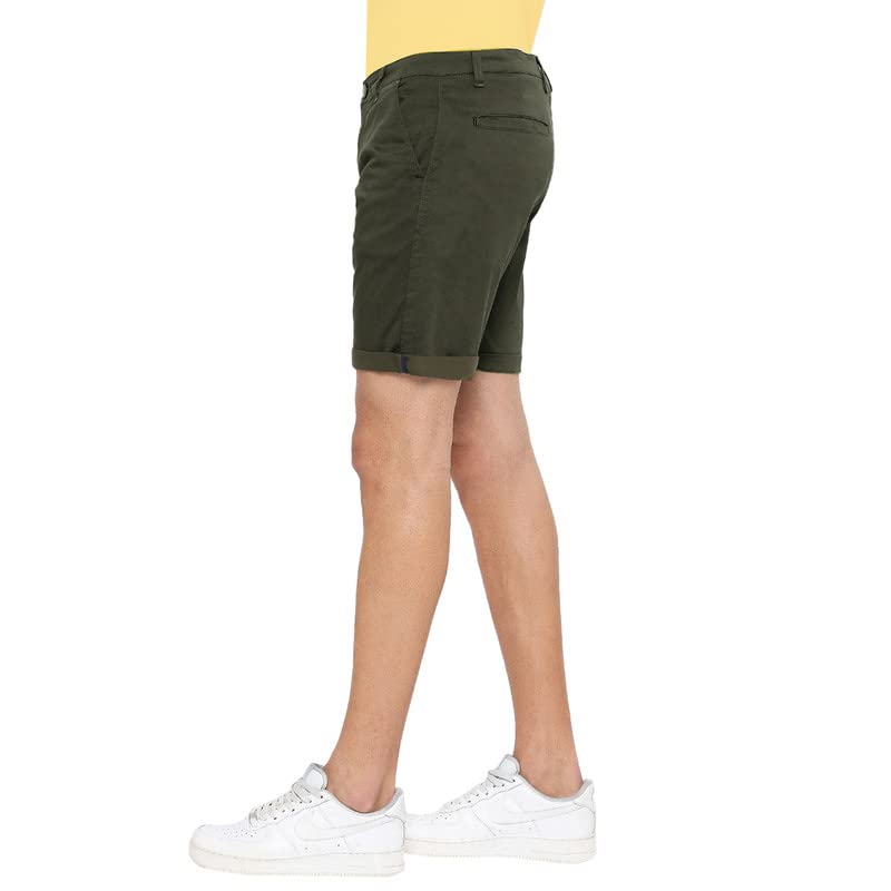 BEEVEE Mens Olive Fixed Waist Shorts.(Olive_42)