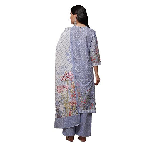 Biba Cotton Women Printed Straight Salwar Kurta Dupatta(Skdassorted8740_Powder Blue_34)