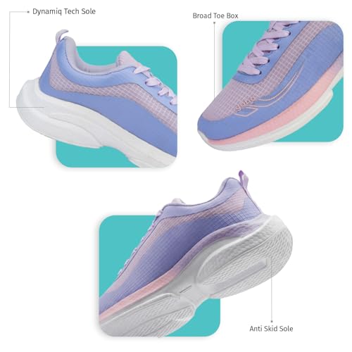YOHO RushHour Dynamiq™ Sports Shoes for Women |Cushioned Insole, Stylish, Casual & Sneakers for Ladies | Lightweight, Anti-Skid Shoe for Gym, Walking & Running-1800 | Light Blue - UK 7