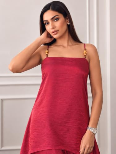 Varanga Women Maroon A Line Kurta Palazzos Set Square Neck Sleeveless