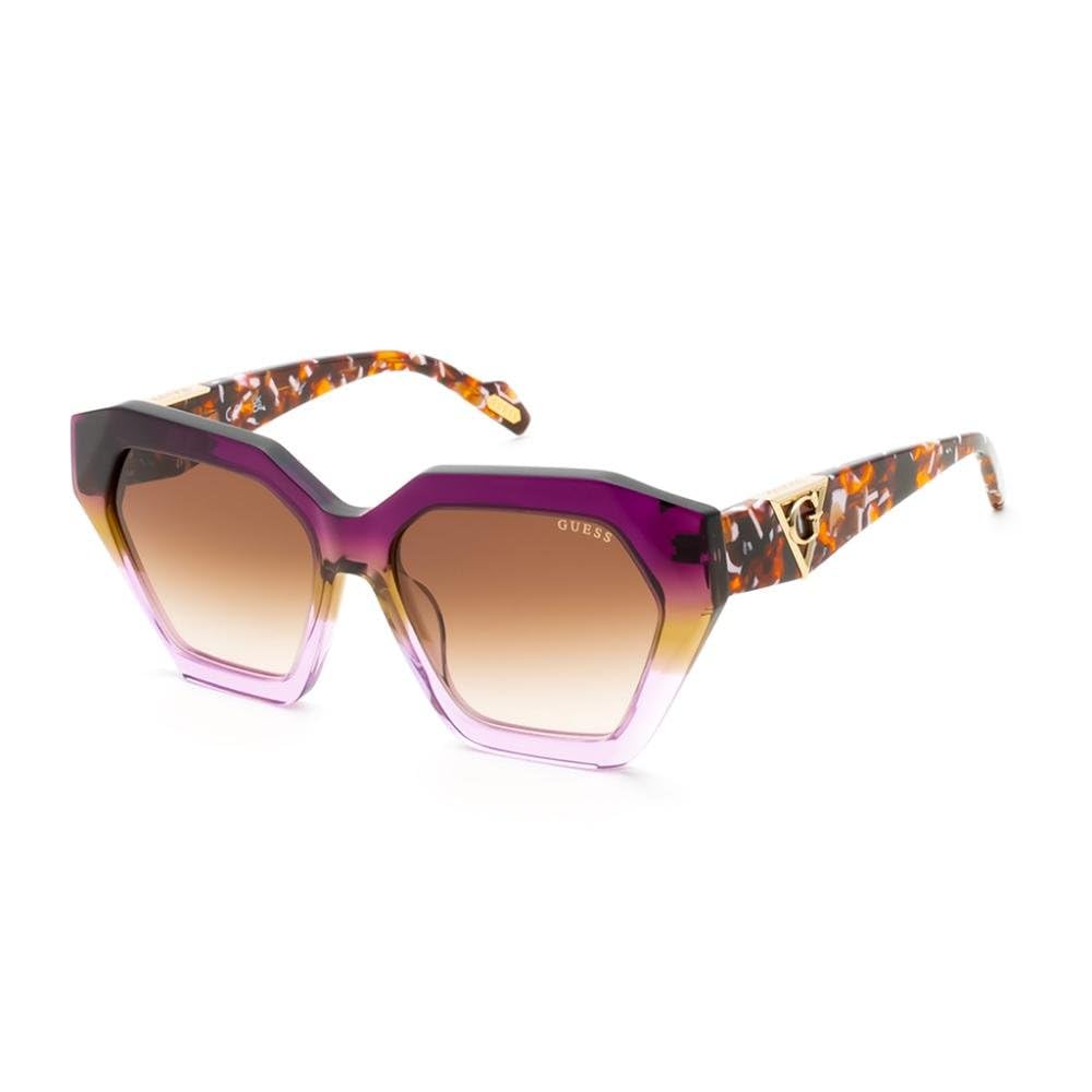 GUESS 100% UV protecetd | Gradient | Large | Full Rim | Hexagonal | Frame: Purple | Lens: Brown