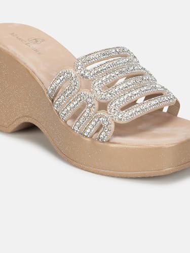 Marc Loire Embellished Woman Heel | Square Toe Comfortable Slip-on Party Fashion Sandal