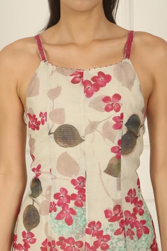 W for Woman Off-White Foral Printed Cotton Kota Flared Spaghetti Dress (Size: S)-W12244-125266
