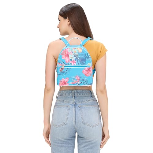 Caprese Renee Casual Backpack, Medium | Stylish Floral Priny Backpack for Women with Adjustable Shoulder Strap & Secure Zip Closure | for Everyday Outings and Travel | The Kiara Collection (Blue)